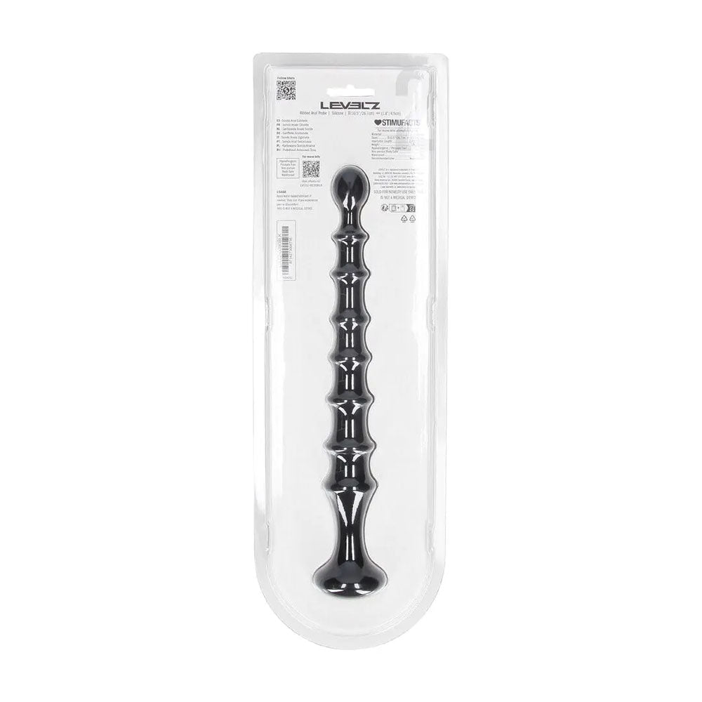 Levelz Ribbed Silicone Flared Anal Probe Black 26.7cm - ANAL TOYS