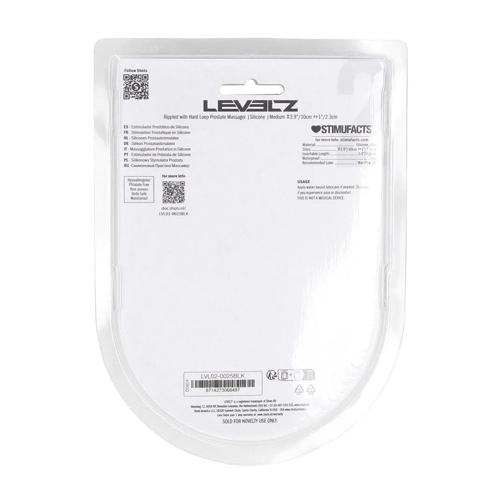 Levelz Rippled Prostate Massager Hard Loop Medium Black - ANAL TOYS