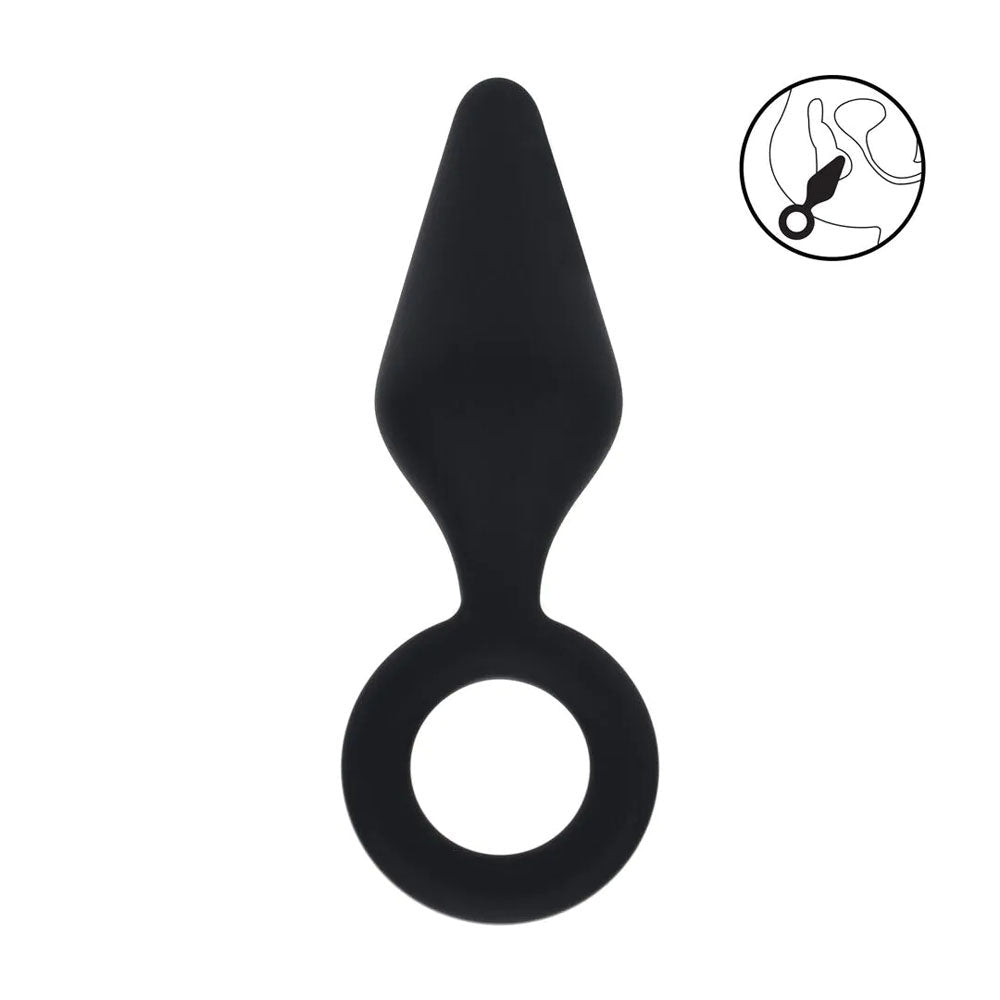 LEVELZ Silicone Anal Plug With Loop Large Black Butt Plug - ANAL TOYS