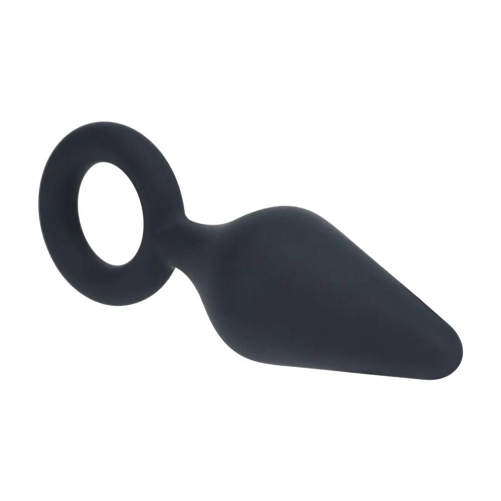 Levelz Silicone Anal Plug With Loop Small Black Butt Plug - ANAL TOYS
