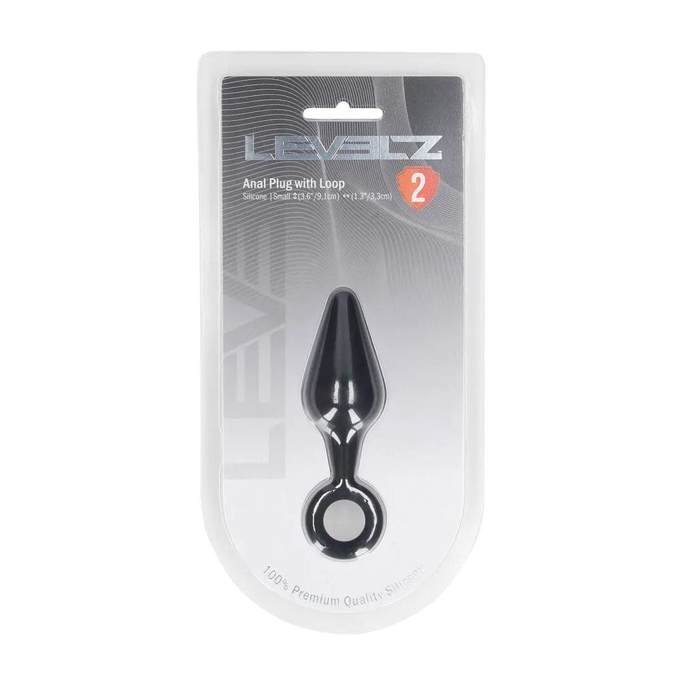 Levelz Silicone Anal Plug With Loop Small Black Butt Plug - ANAL TOYS