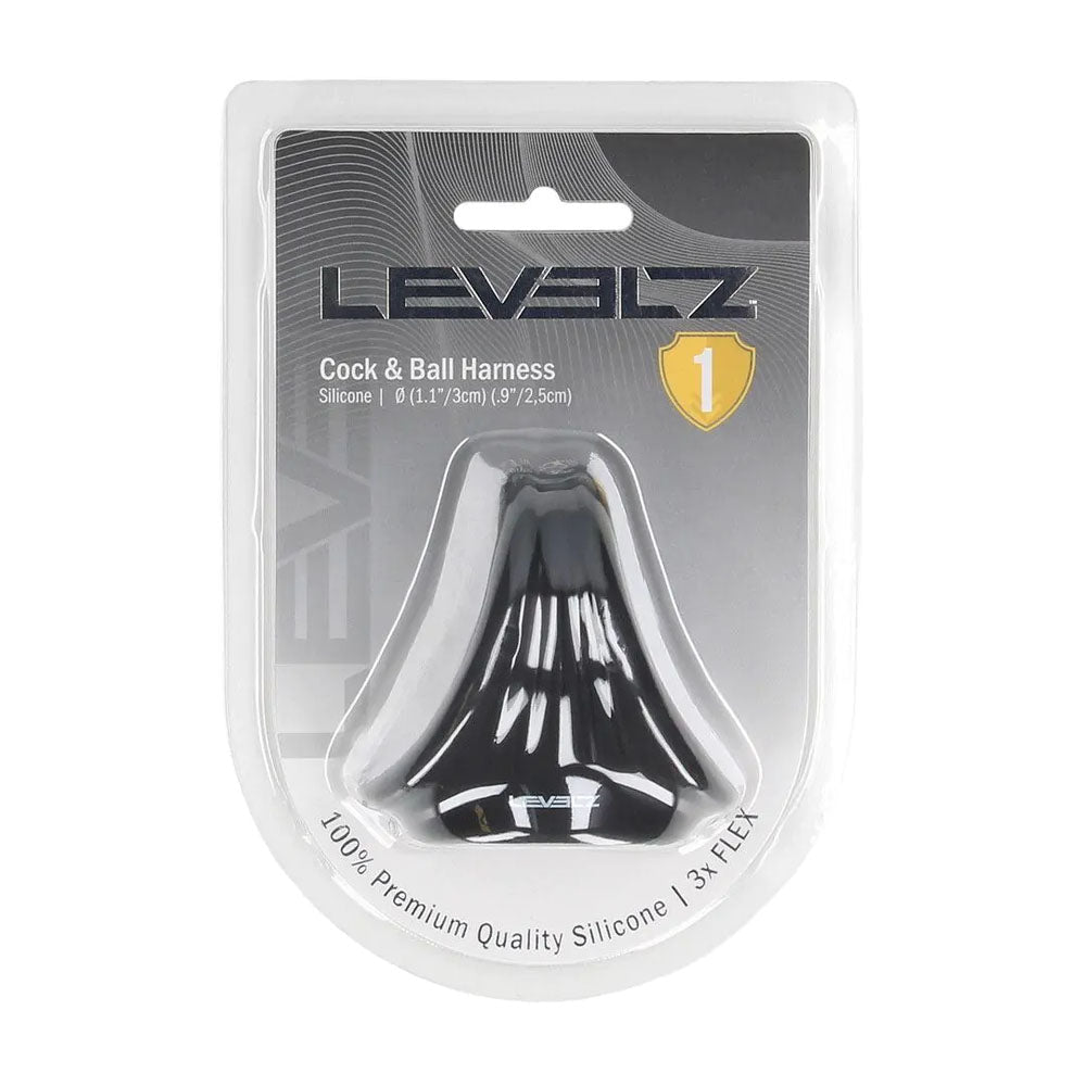 LEVELZ Silicone Cock and Ball Harness Black - COCK RINGS