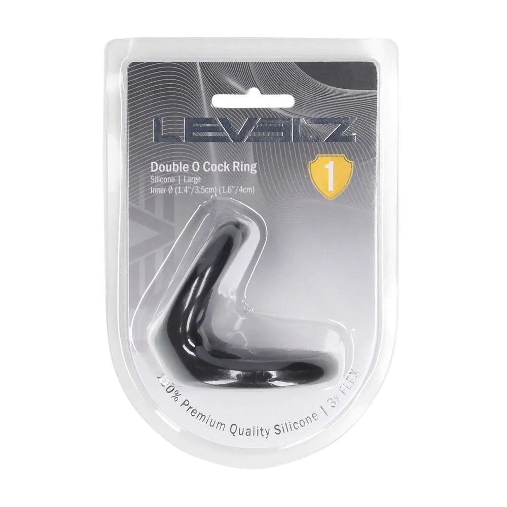 Levelz Silicone Cock Ring Double O Large Black For Men - COCK RINGS