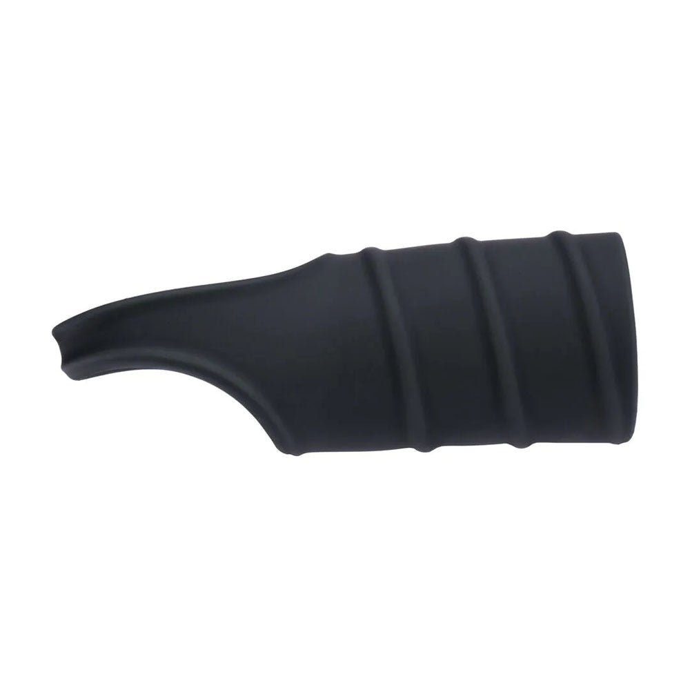 Levelz Silicone Cock Ring With Ribbed Sleeve Black - COCK RINGS