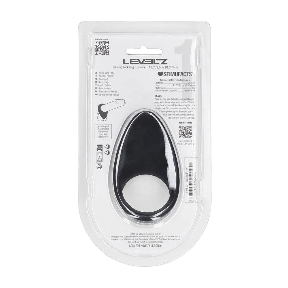 LEVELZ Teardrop Silicone Cock Ring Black For Enhanced Fit And Comfort - COCK RINGS