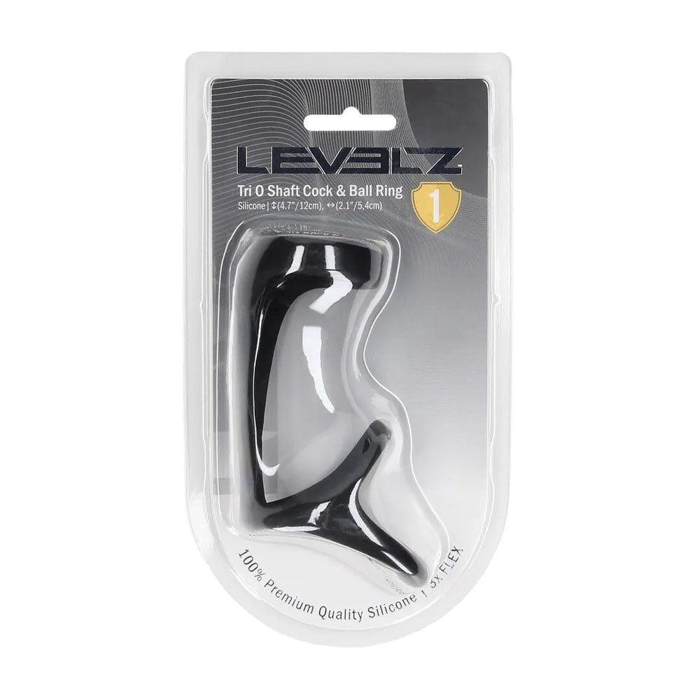 Levelz Tri O Silicone Shaft Cock and Ball Ring Black - COCK RINGS