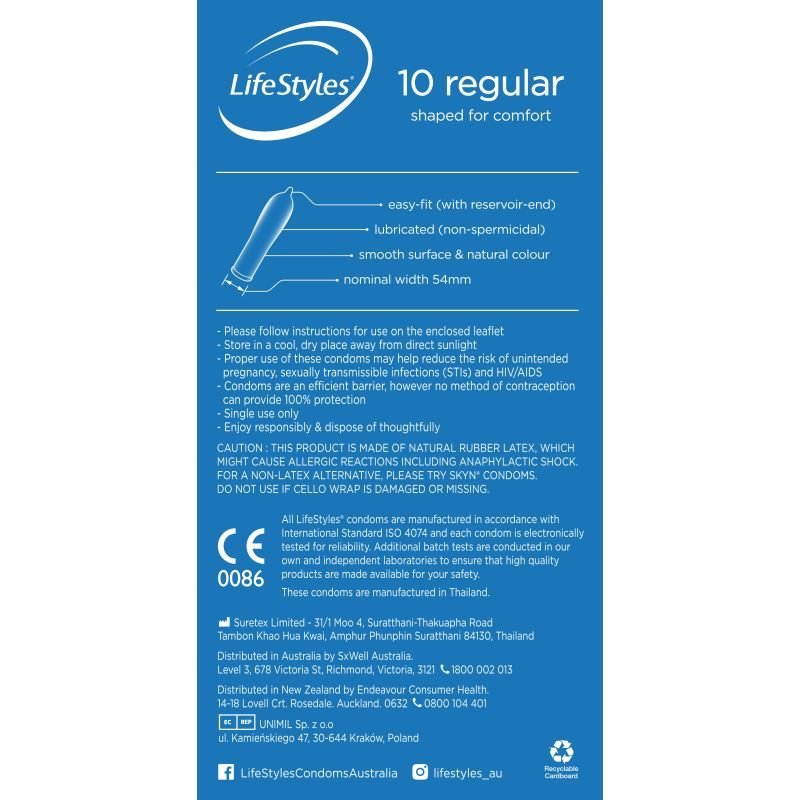 Lifestyles Regular Condoms 10 - Lotions & Potions