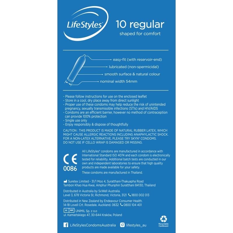 Lifestyles Regular Condoms 10 - Lotions & Potions