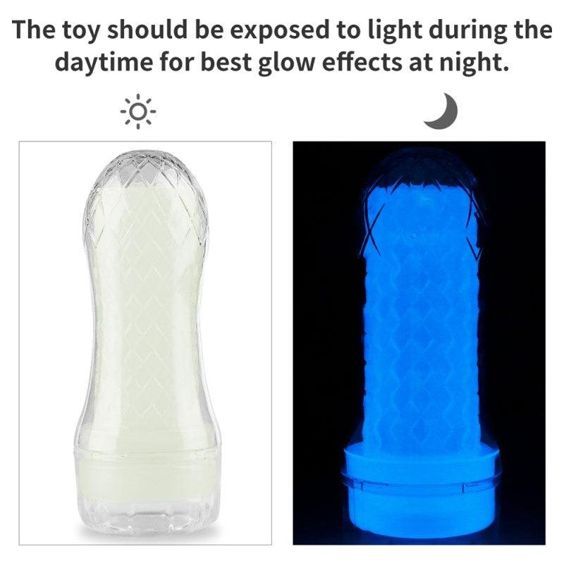 Lovetoy Lumino Play Ribbed Masturbator – Glow in the Dark TPE Stroker - Adult Toys
