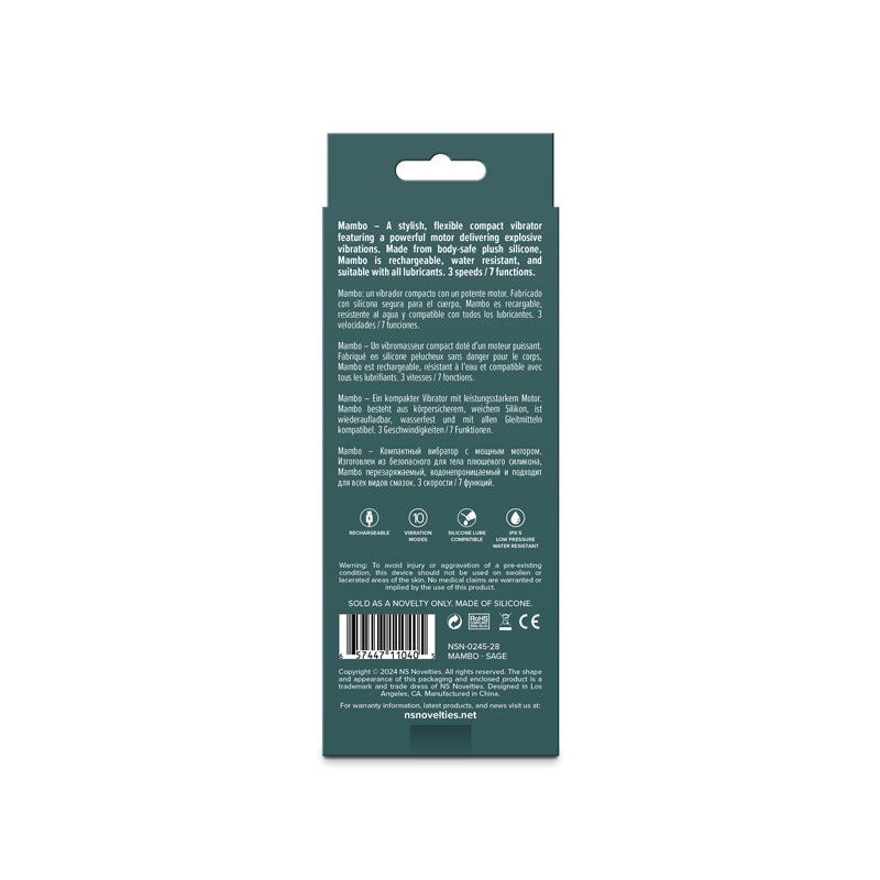 Lust - n - Dreams - Mambo Sage Green 12.2 cm Rechargeable Bullet - BULLETS & EGGS