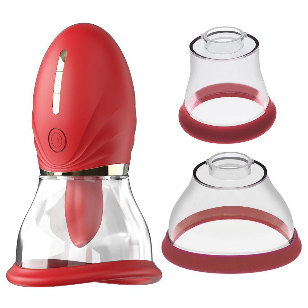 LuvPump Adoramor Red USB Rechargeable Licking And Sucking Vibrator - PUMPS