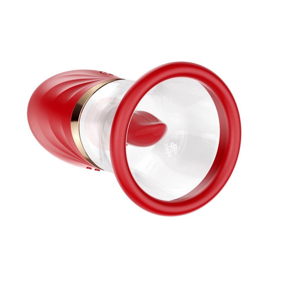 LuvPump Adoramor Red USB Rechargeable Licking And Sucking Vibrator - PUMPS