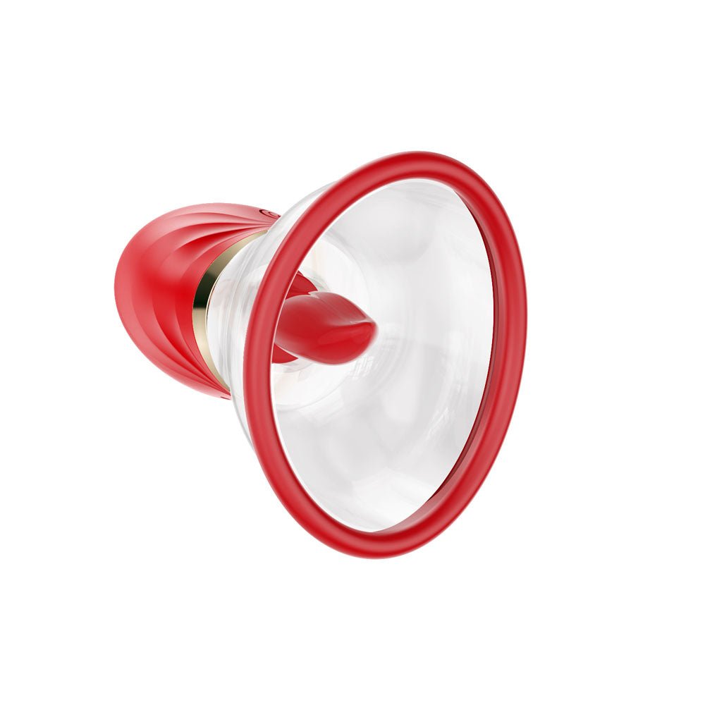 LuvPump Adoramor Red USB Rechargeable Licking And Sucking Vibrator - PUMPS