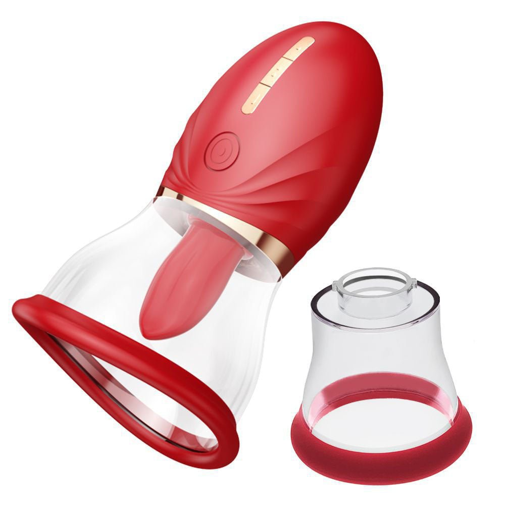 LuvPump Adoramor Red USB Rechargeable Licking And Sucking Vibrator - PUMPS