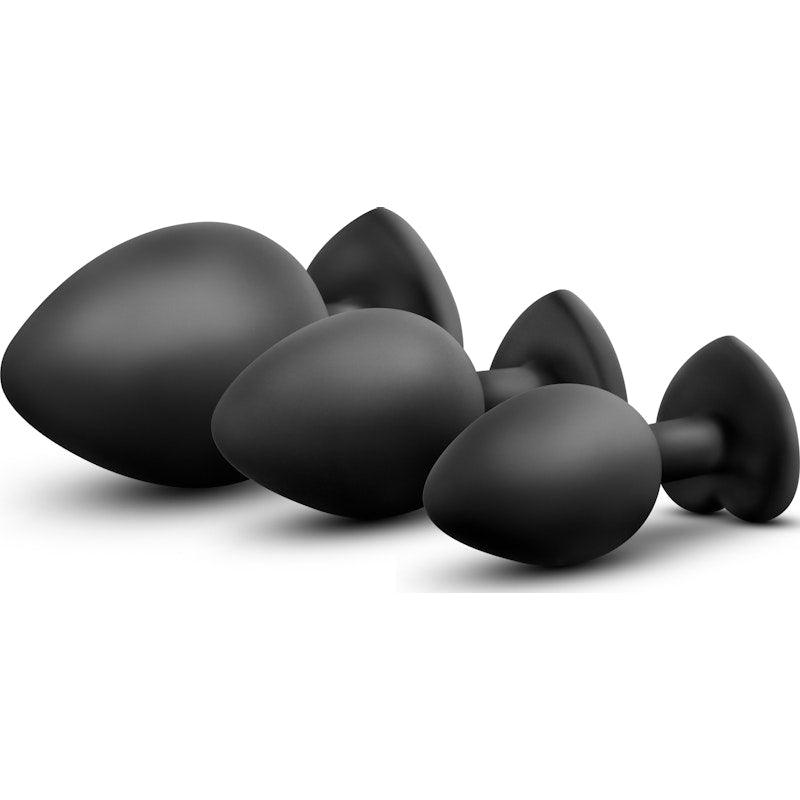 Luxe Bling Plugs Training Kit Black With Clear Gems - Adult Toys