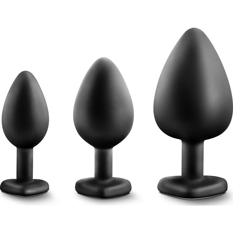 Luxe Bling Plugs Training Kit Black With Clear Gems - Naughty by Nature Adult Store