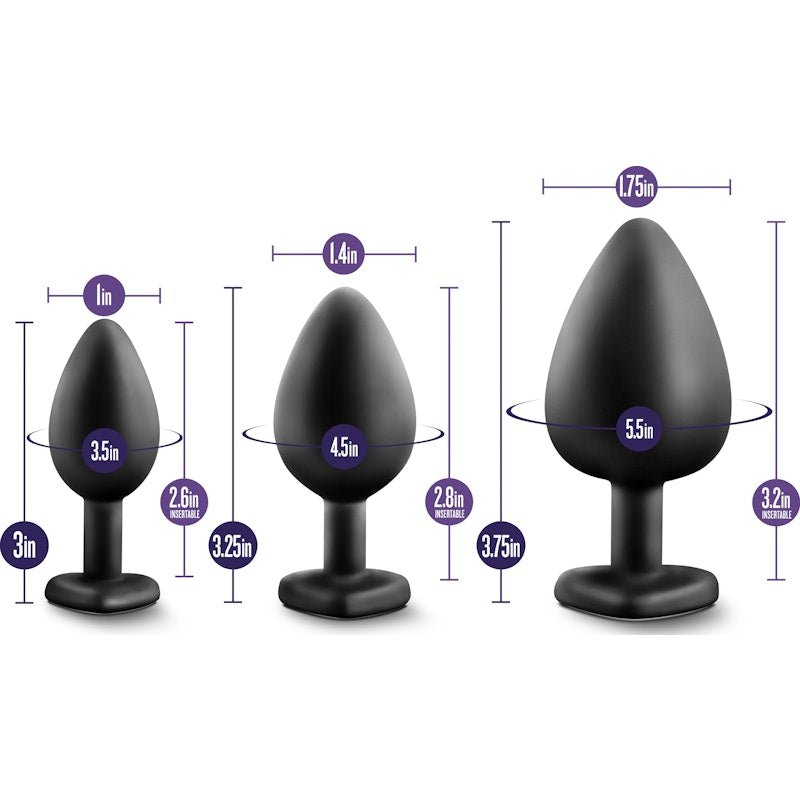 Luxe Bling Plugs Training Kit Black With Rainbow Gems - Adult Toys