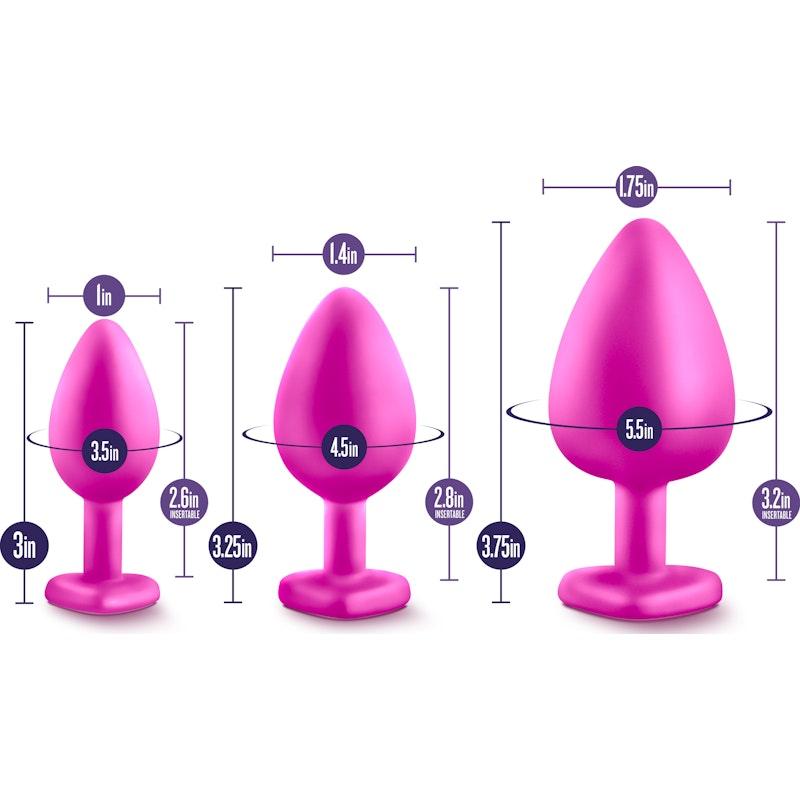 Luxe Bling Plugs Training Kit Pink With White Gems - Naughty by Nature Adult Store