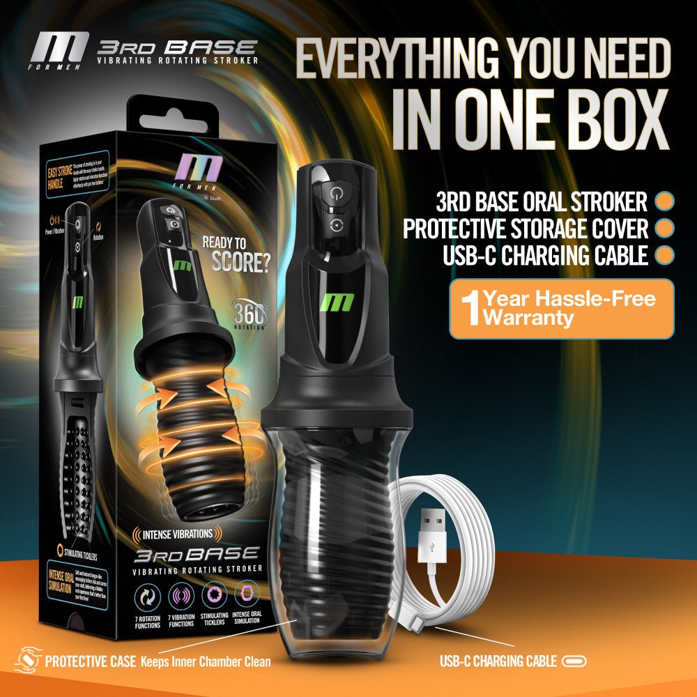 M For Men - 3rd Base - Vibrating & Rotating Auto Stroker - MASTURBATORS