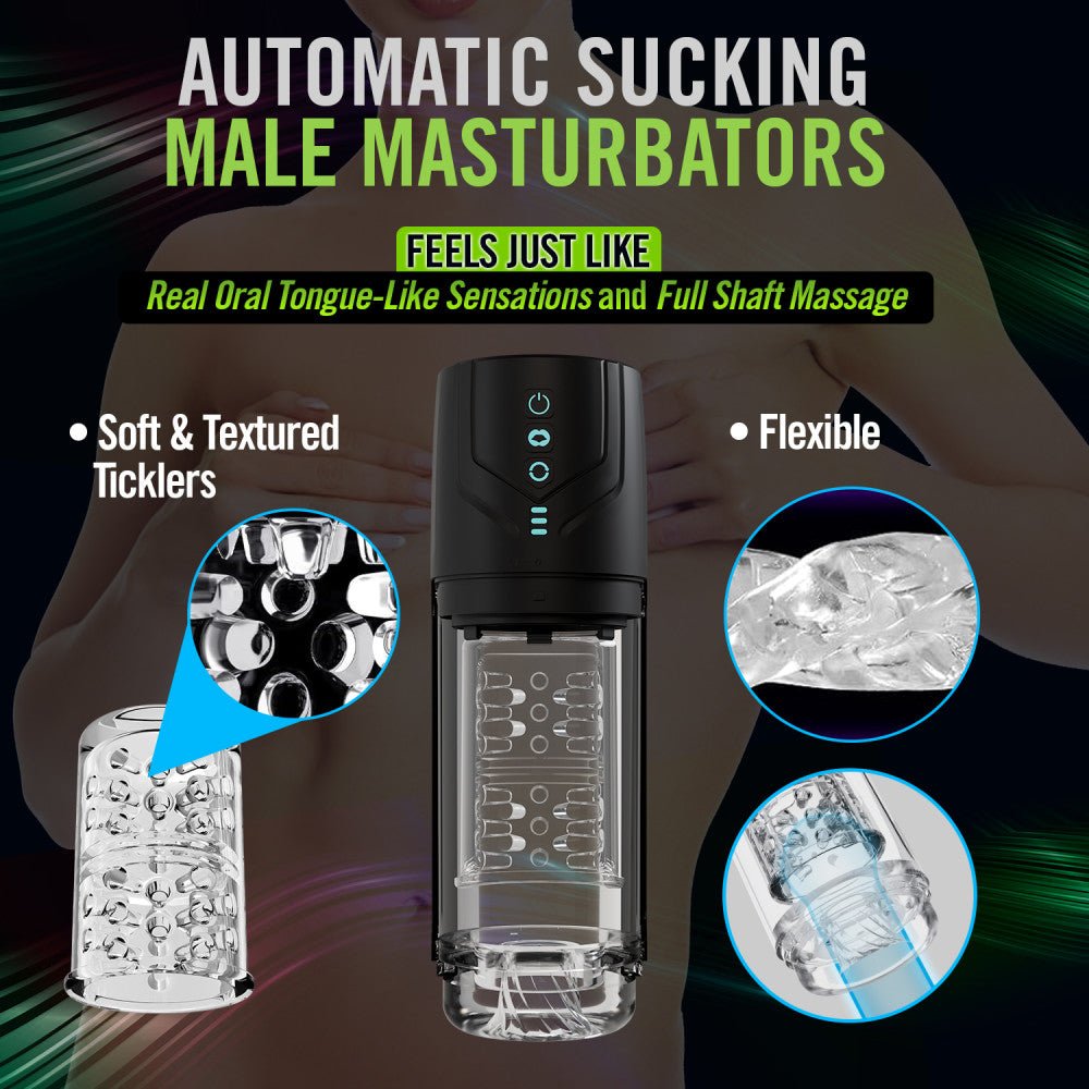 M For Men - Whirlwind Pro - Clear USB Rechargeable Rotating & Sucking Auto Stroker - MASTURBATORS