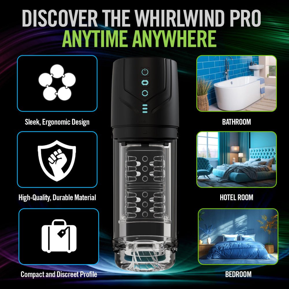 M For Men - Whirlwind Pro - Clear USB Rechargeable Rotating & Sucking Auto Stroker - MASTURBATORS
