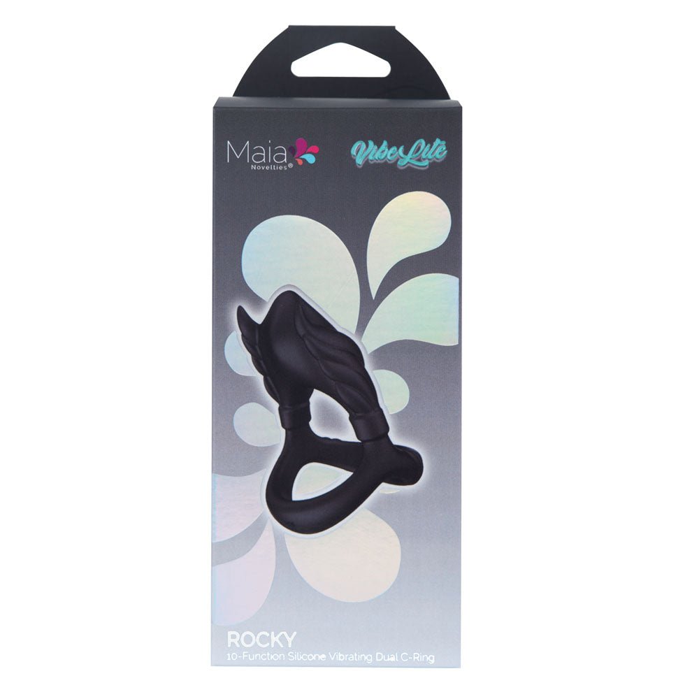 Maia Rocky Vibrating Cock Ring – USB Rechargeable – Sleek Black - COCK RINGS