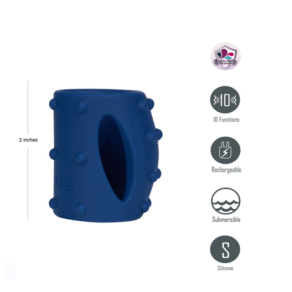 Maia Romeo Blue Vibrating Girth Enhancer Sleeve | USB Rechargeable - COCK RINGS