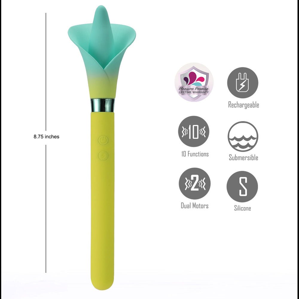 Maia VALA - Yellow/Green 22.2 cm Flower Vibrator - VIBRATORS