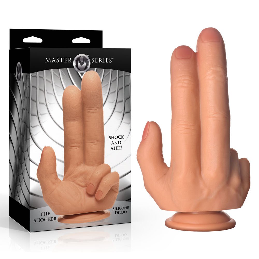 Master Series The Shocker Flesh 20 cm Finger Dildo - DONGS