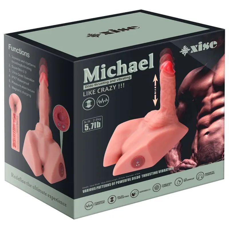 Michael 2.5kg USB Auto Thrusting 20cm Male Cock and Ass - Adult Toys