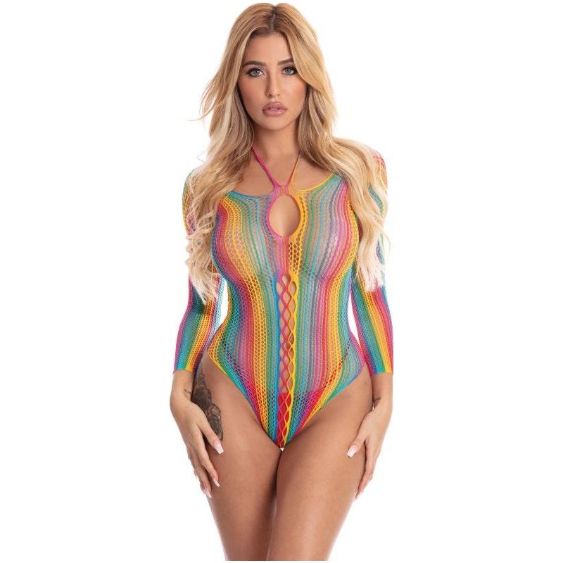 More Colour Long Sleeve Bodysuit Rainbow - Naughty by Nature Adult Store