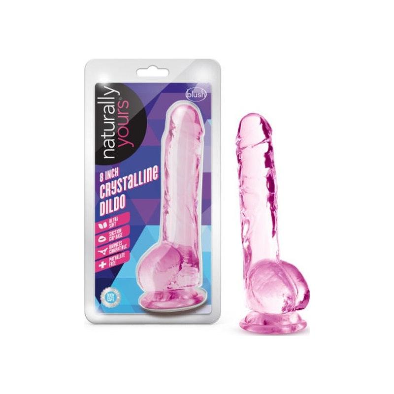 Naturally Yours 8" Crystaline Dildo Rose - Naughty by Nature Adult Store