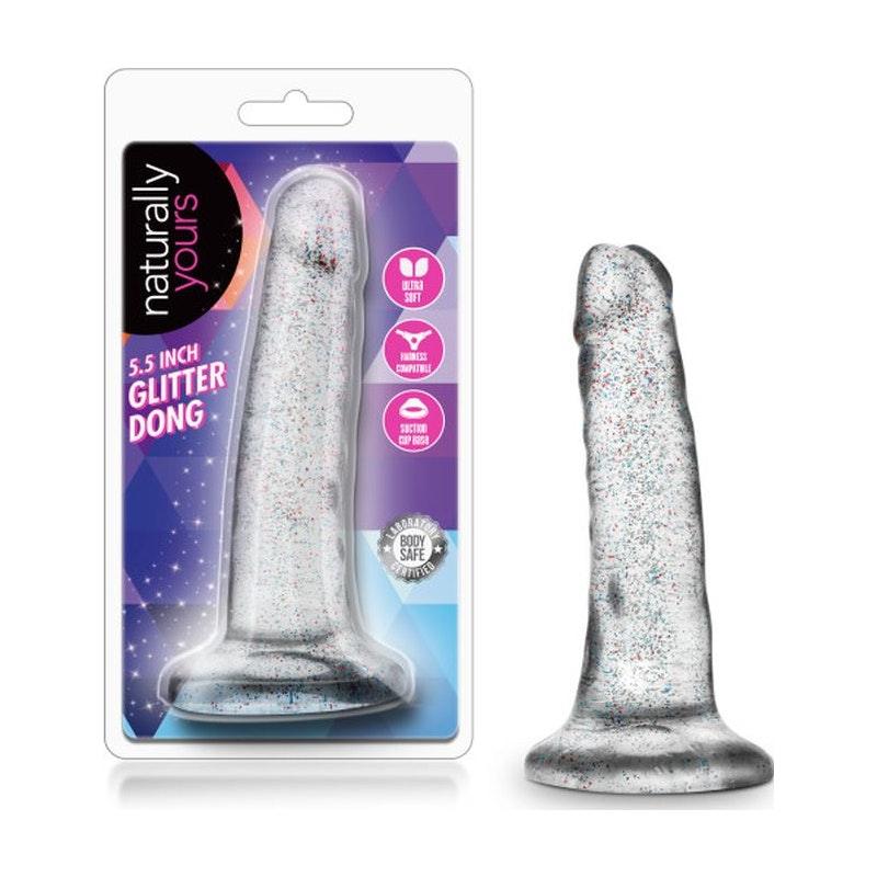 Naturally Yours Glitter Dong Clear 5.5in - Naughty by Nature Adult Store