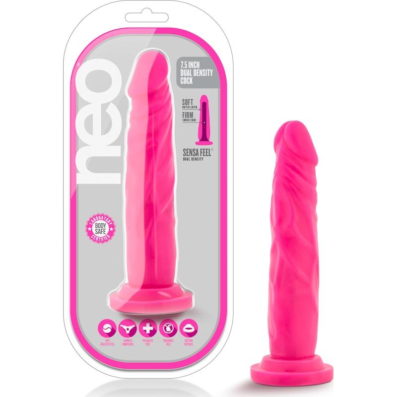 Neo Dual Density Cock 7.5in Neon Pink - Naughty by Nature Adult Store