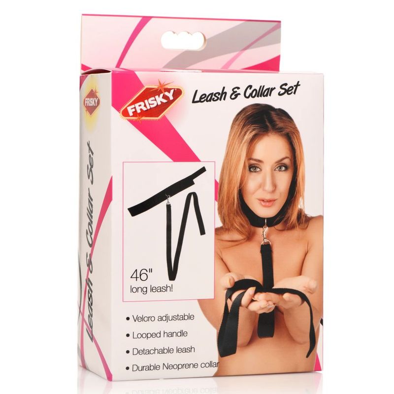 Neoprene Collar And Leash Set Black - Adult Toys - Naughty by Nature Adult Store