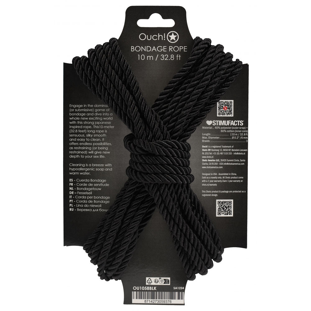 OUCH! Bondage Rope - 10 M Black - BONDAGE - TOYS