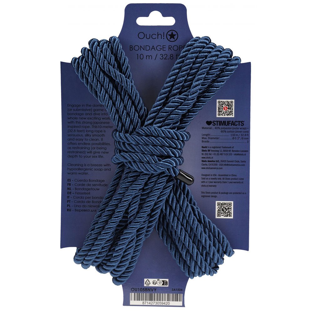OUCH! Bondage Rope - 10 M Navy Blue - BONDAGE - TOYS