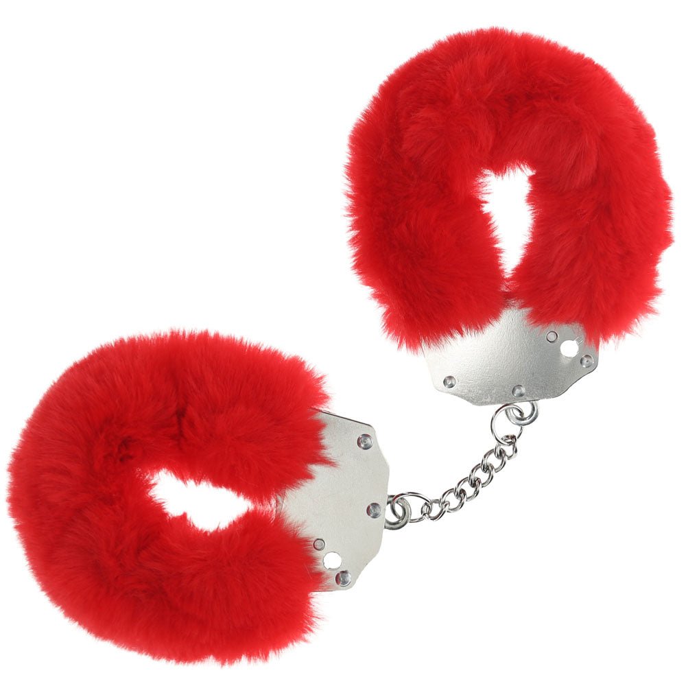 OUCH! Heavy - Duty Fluffy Cuffs - Red - BONDAGE - TOYS