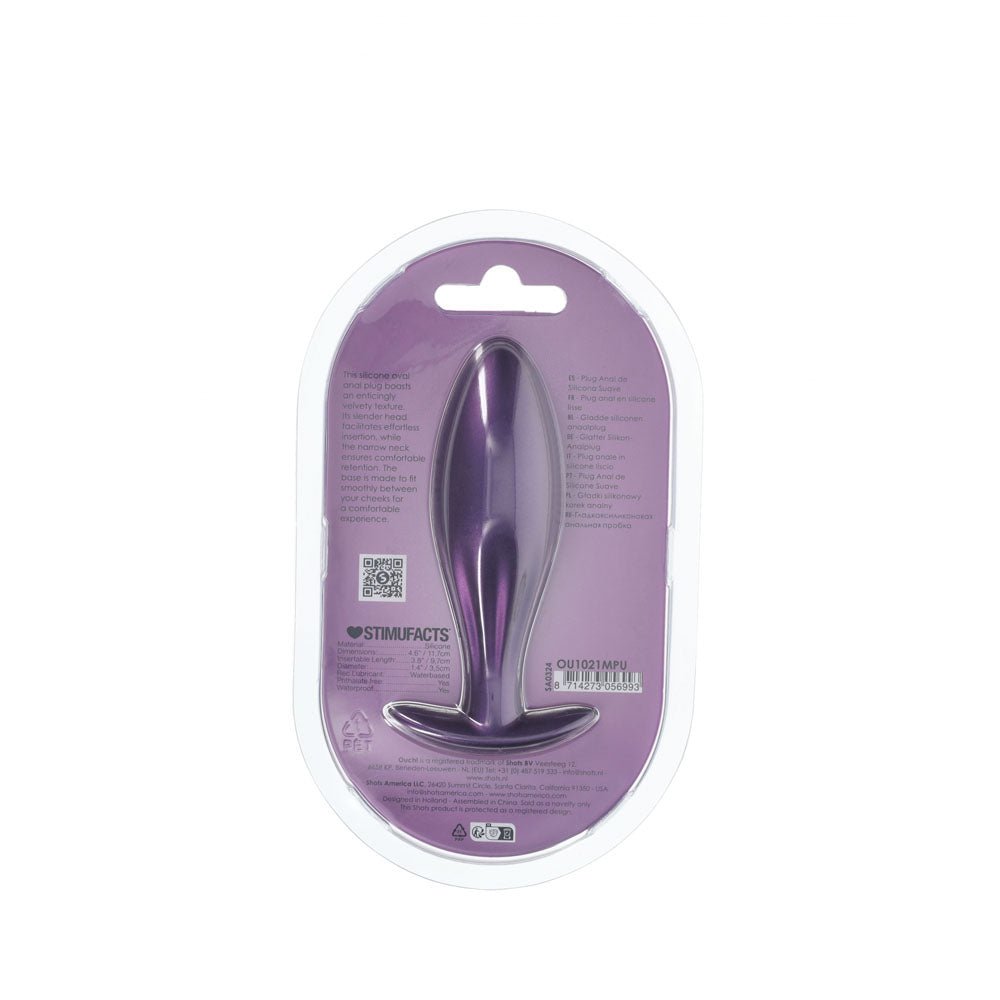OUCH! Oval Anal Plug - Metallic Purple - ANAL TOYS
