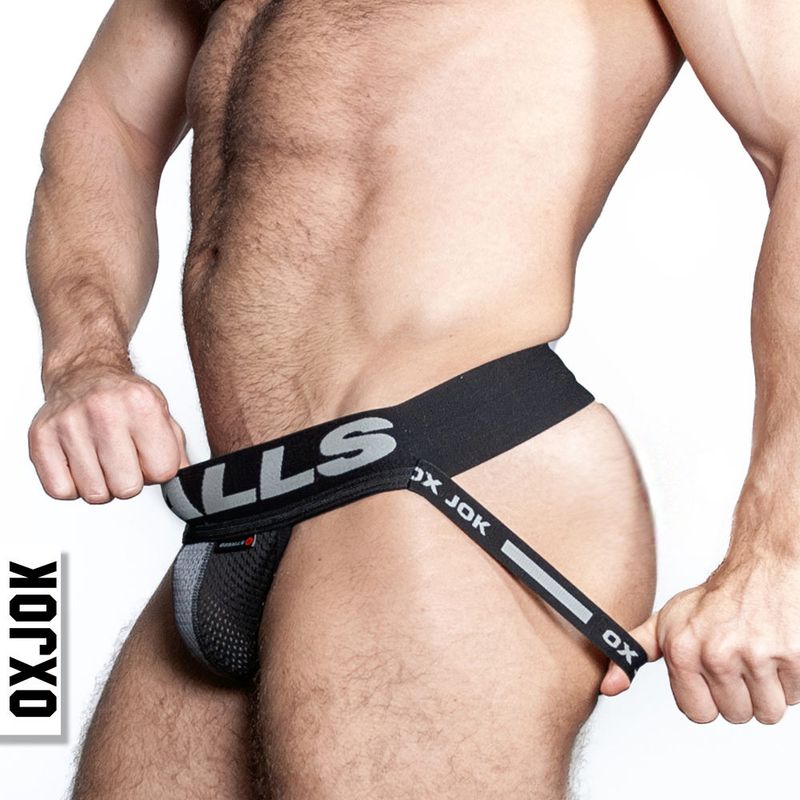 Oxballs Airmesh Swagger Jockstrap Tar Black - Lingerie