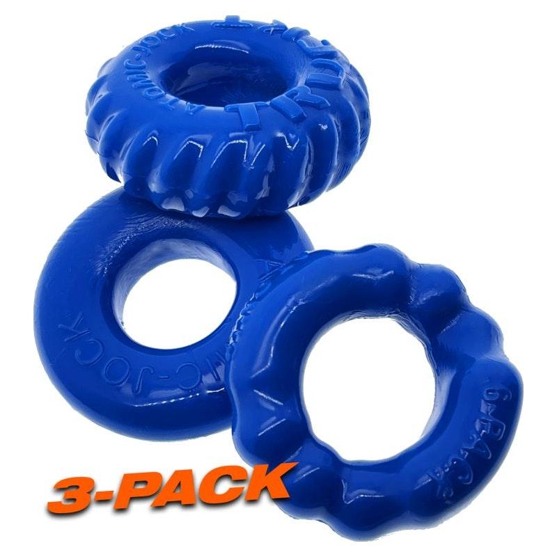 OxBalls Bonemaker 3 - Piece Cockring Set | Flexible Flextpr - Pool Blue - Adult Toys