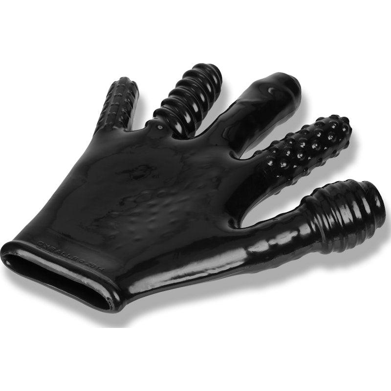 OxBalls Finger Fuck Glove – Textured Rubber Fisting Glove in Black - Adult Toys