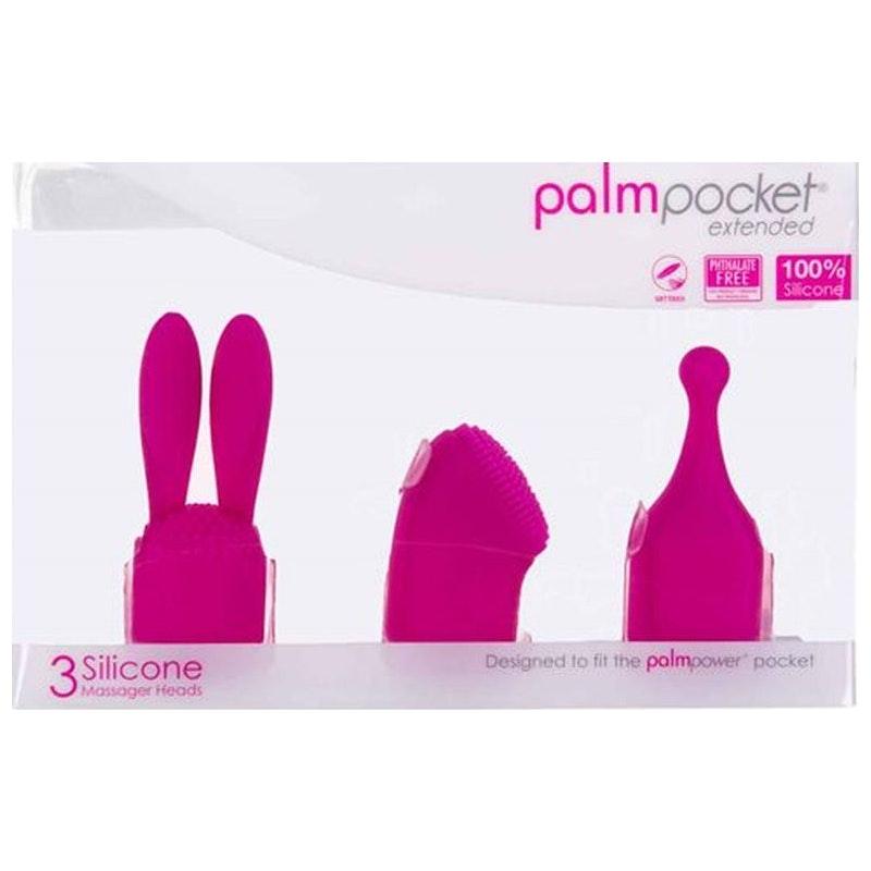 PalmPower Pocket Extended Silicone Massage Heads 3 Pc Set - Adult Toys