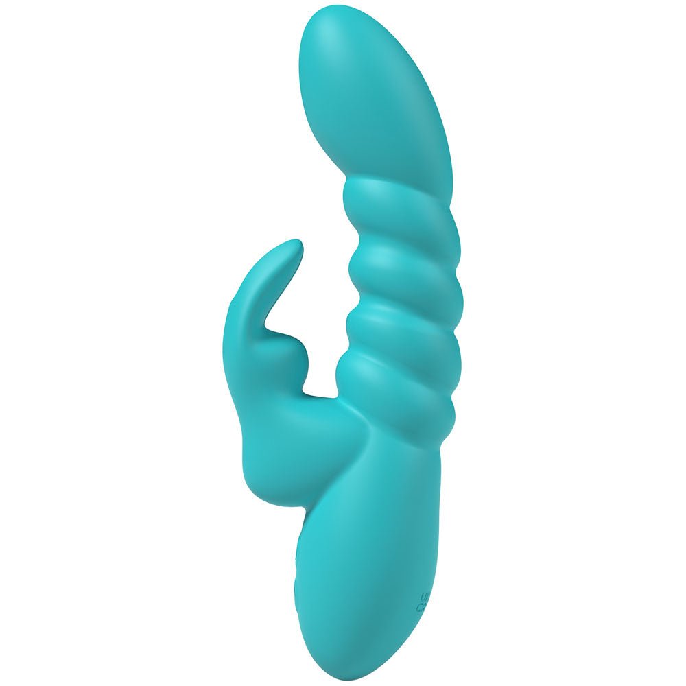 Party Up BRYNLYN Rabbit Vibrator – Teal Silicone USB Rechargeable - VIBRATORS