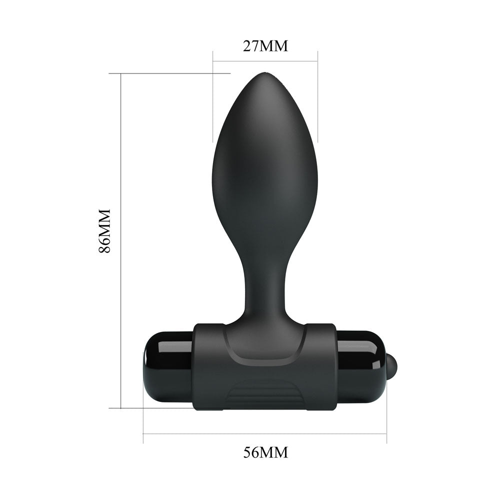 Party Up KEN Vibrating Butt Plug - Black 8.6 cm - ANAL TOYS