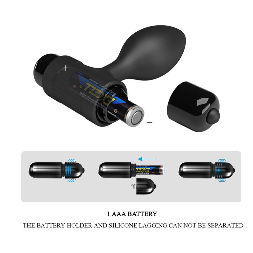 Party Up KEN Vibrating Butt Plug - Black 8.6 cm - ANAL TOYS