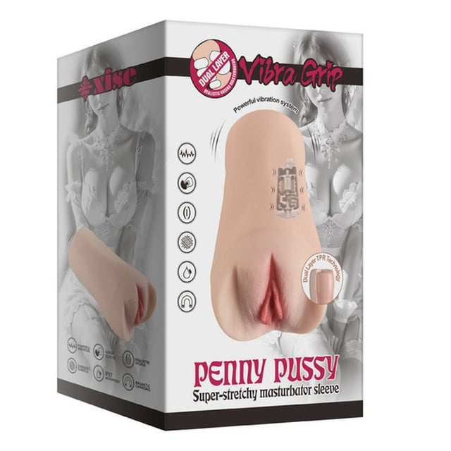 Penny Pussy Dual Layer Vibrating Masturbator - Adult Toys