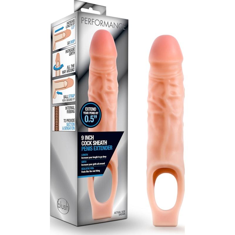 Performance 9in Cock Sheath Penis Extender Vanilla - Naughty by Nature Adult Store