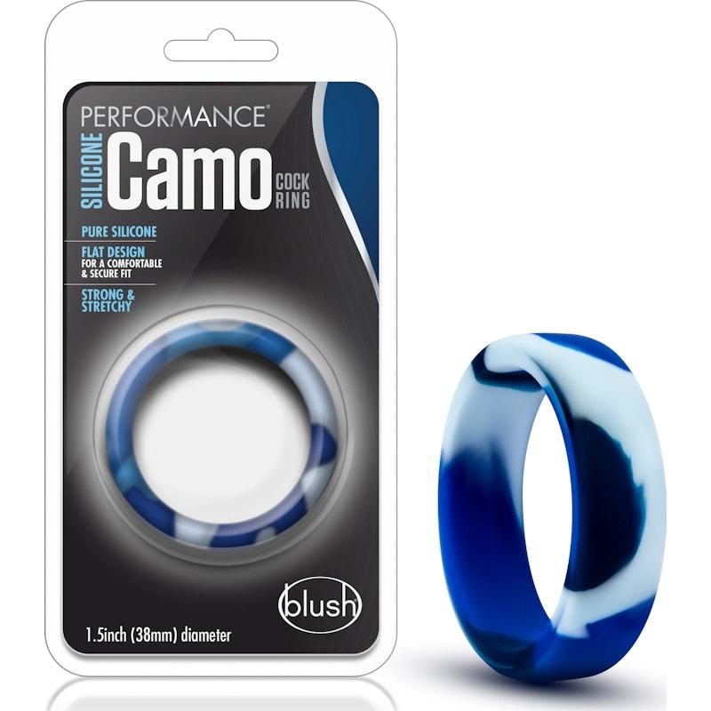 Performance Silicone Camo Cock Ring Blue Camoflauge - Naughty by Nature Adult Store