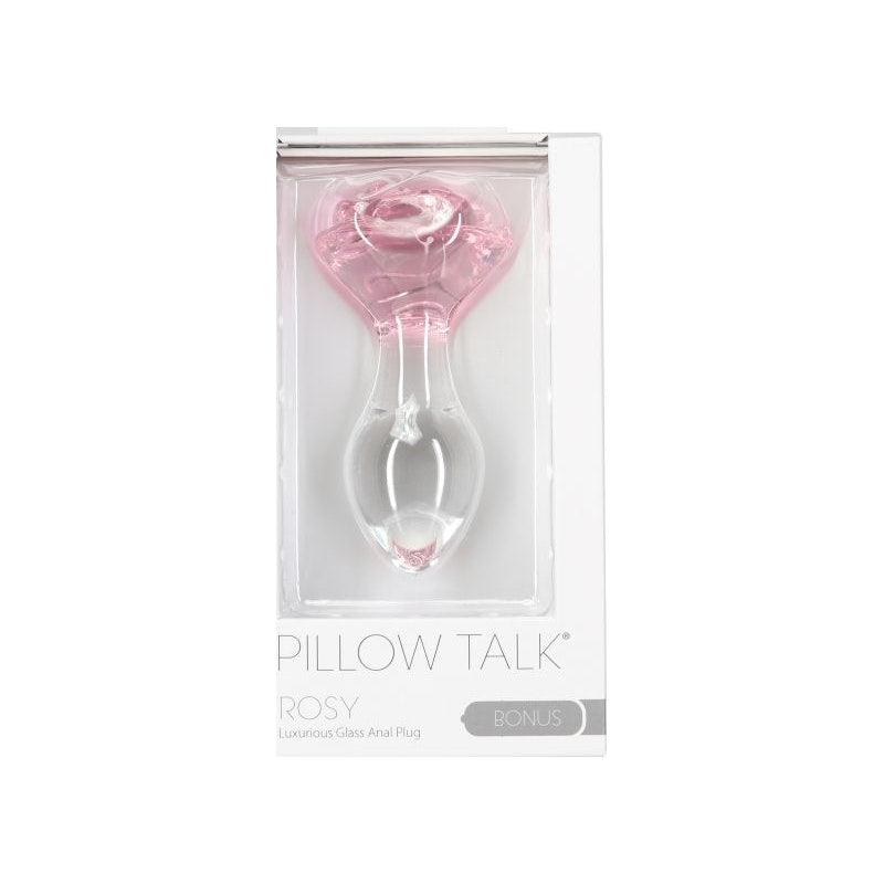 Pillow Talk Rosy Luxurious Glass Anal Plug w Clear Gem - Adult Toys